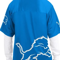 Pack de t-shirts à manches courtes et longues Detroit Lions bleu blanc pour homme