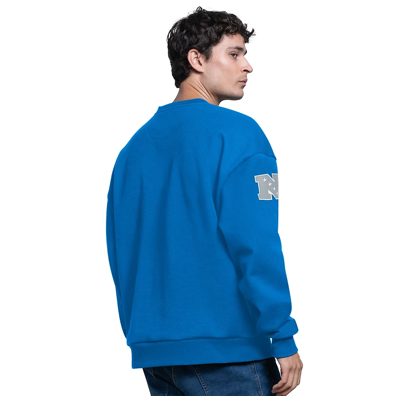 Sweat-shirt ras du cou en polaire bleu Detroit Lions Blitz pour homme