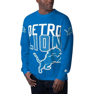 T-shirt à manches longues Starter Blue Detroit Lions Clutch Hit pour homme