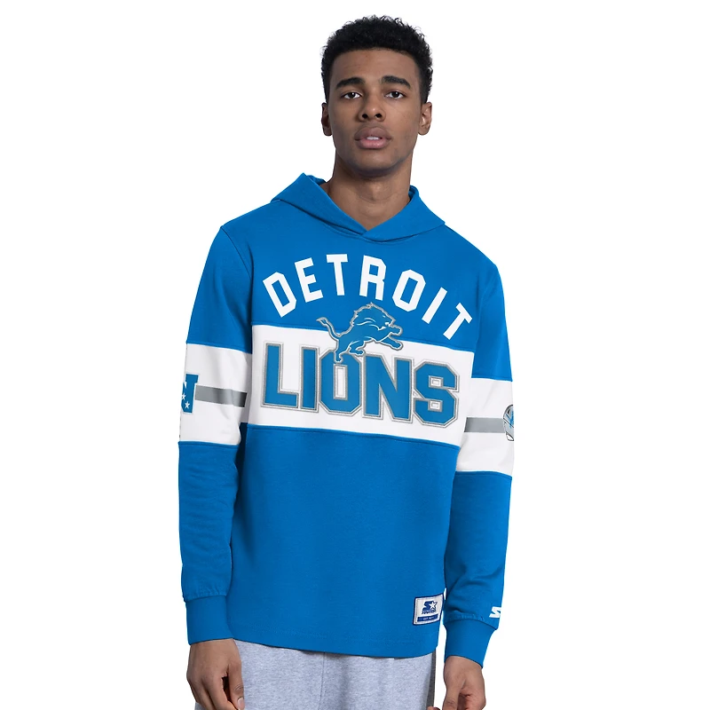 Sweat à capuche Starter Blue Detroit Lions Fullback pour homme