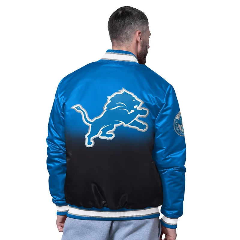 Men's Starter Blue Detroit Lions Pass Rush Varsity Full-Snap Jacket