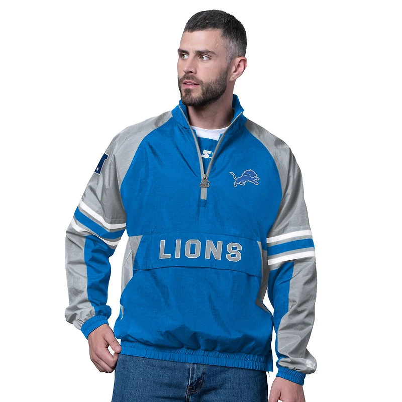 Pull demi-zippé bleu pour homme des Lions de Détroit