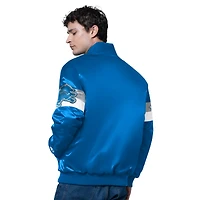 Veste universitaire en satin triple option bleue Detroit Lions pour homme