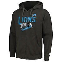 Sweat à capuche entièrement zippé pour hommes Starter Charcoal Detroit Lions Domestic Post Season