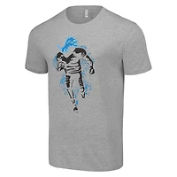 T-shirt gris chiné pour homme avec logo des Lions de Détroit