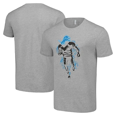 T-shirt gris chiné pour homme avec logo des Lions de Détroit