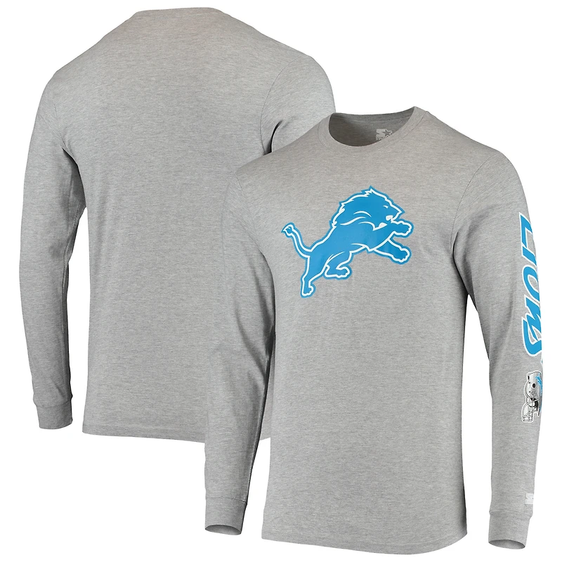 T-shirt à manches longues Starter gris chiné Detroit Lions pour homme