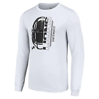 T-shirt à manches longues blanc pour homme avec logo demi-casque des Lions de Detroit