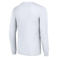 T-shirt à manches longues blanc pour homme avec logo demi-casque des Lions de Detroit
