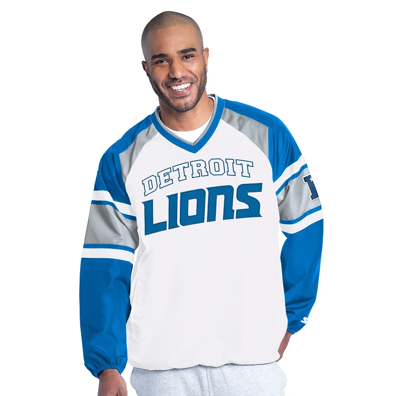 Veste pull raglan Starter blanche Detroit Lions pour homme