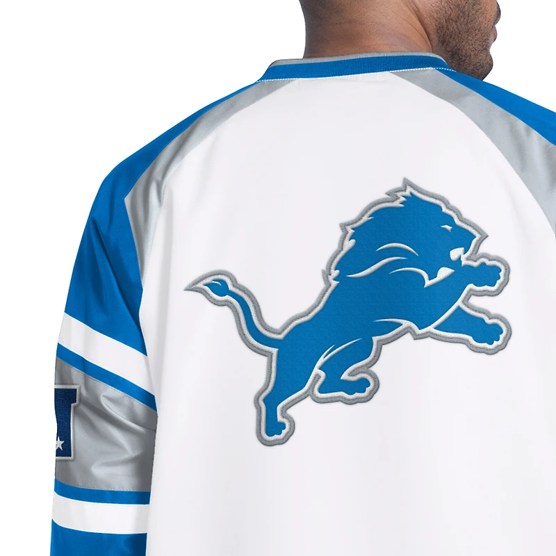 Men's Starter  White Detroit Lions Infield Play Raglan Pullover Jacket