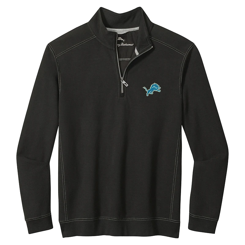 Men's Tommy Bahama  Black Detroit Lions Big & Tall Montego Bay Half-Zip Pullover