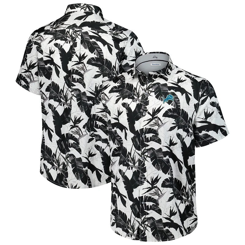 Chemise boutonnée noire Tommy Bahama Detroit Lions Sunnyvale Blooms Camp pour homme
