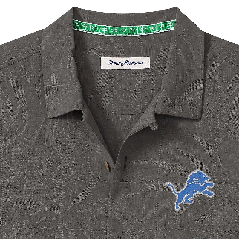 Men's Tommy Bahama Gray Detroit Lions Endzone Paradise COOLMAX Button-Up Shirt
