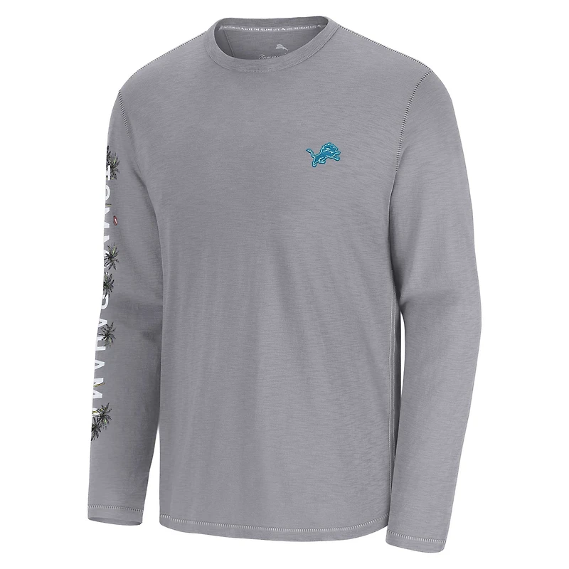 Men's Tommy Bahama Gray Detroit Lions Oasis Endzone Lux Long Sleeve T-Shirt