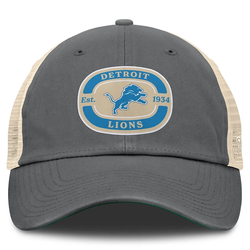 Casquette ajustable Top of the World pour homme avec écusson d'équipe Detroit Lions gris