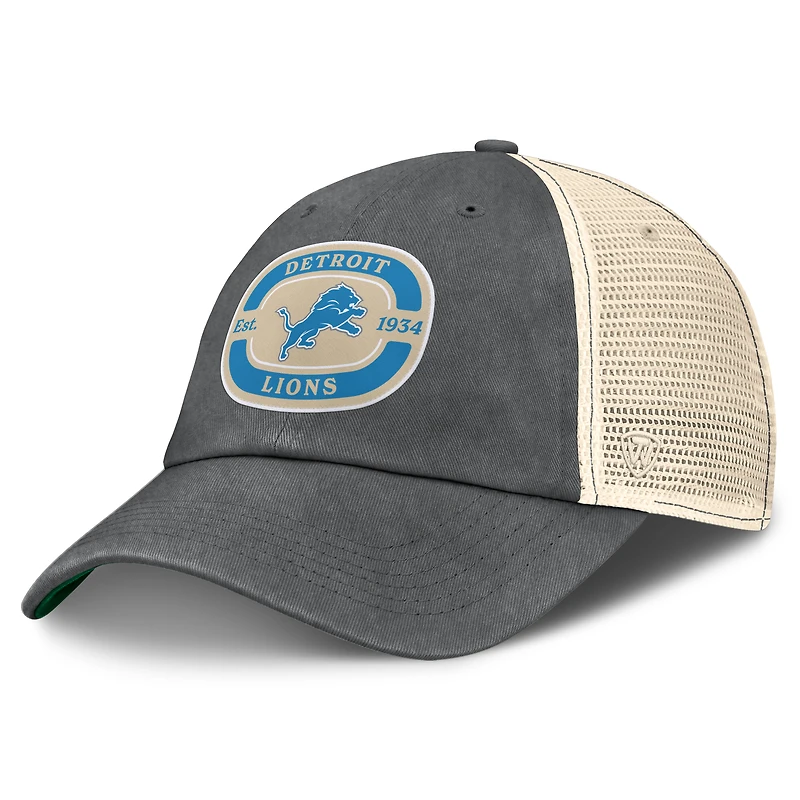 Casquette ajustable Top of the World pour homme avec écusson d'équipe Detroit Lions gris