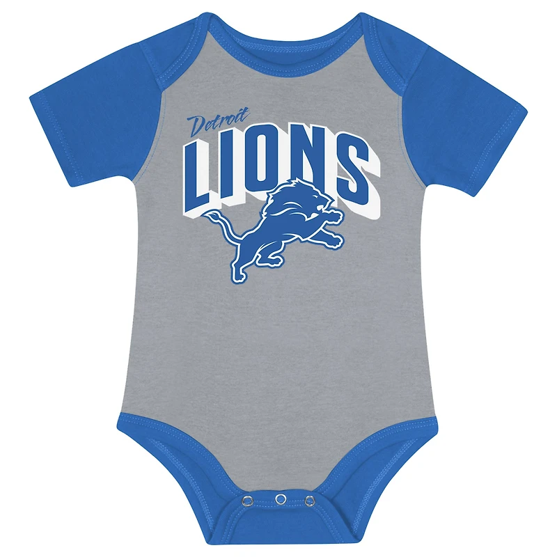 Newborn & Infant Detroit Lions Dynamic Duo Bodysuit, Bib Knit Hat Set