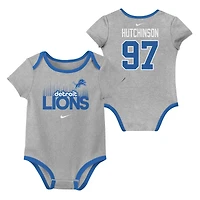 Ensemble de 3 bodies pour nouveau-né et bébé Nike Aidan Hutchinson Detroit Lions avec nom numéro