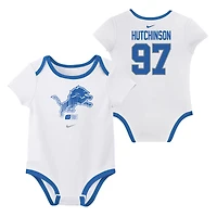 Ensemble de 3 bodies pour nouveau-né et bébé Nike Aidan Hutchinson Detroit Lions avec nom numéro
