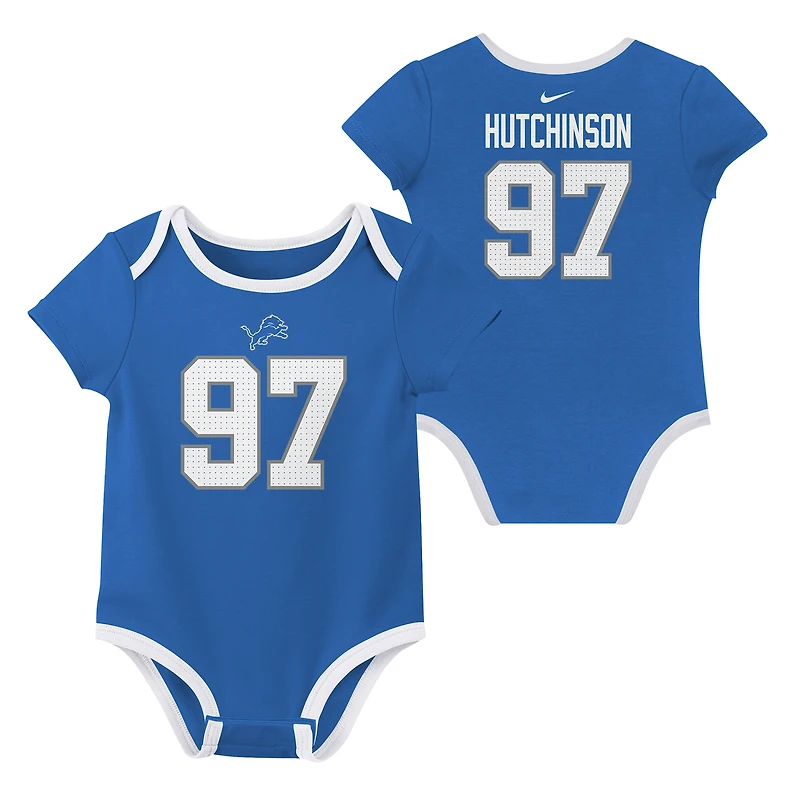 Ensemble de 3 bodies pour nouveau-né et bébé Nike Aidan Hutchinson Detroit Lions avec nom numéro