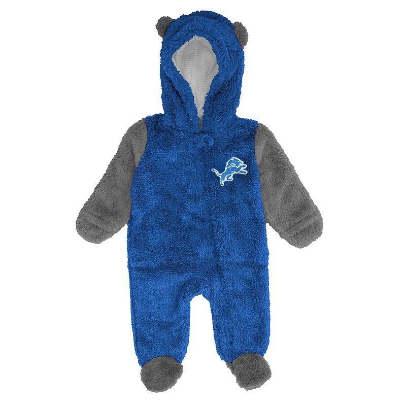 Grenouillère polaire bleue Detroit Lions Stay Napping pour nouveau-né et nourrisson avec fermeture éclair intégrale