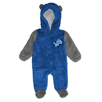Grenouillère polaire bleue Detroit Lions Stay Napping pour nouveau-né et nourrisson avec fermeture éclair intégrale