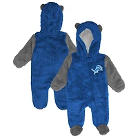 Newborn & Infant Outerstuff Blue Detroit Lions Stay Napping Fleece Bunting Full-Zip Sleeper