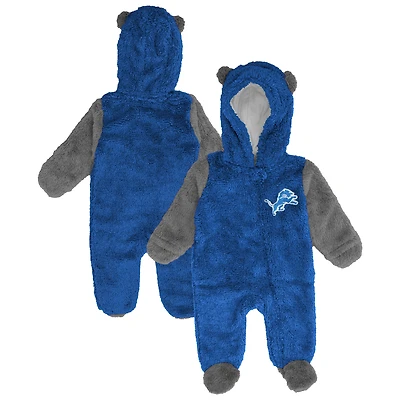 Grenouillère polaire bleue Detroit Lions Stay Napping pour nouveau-né et nourrisson avec fermeture éclair intégrale