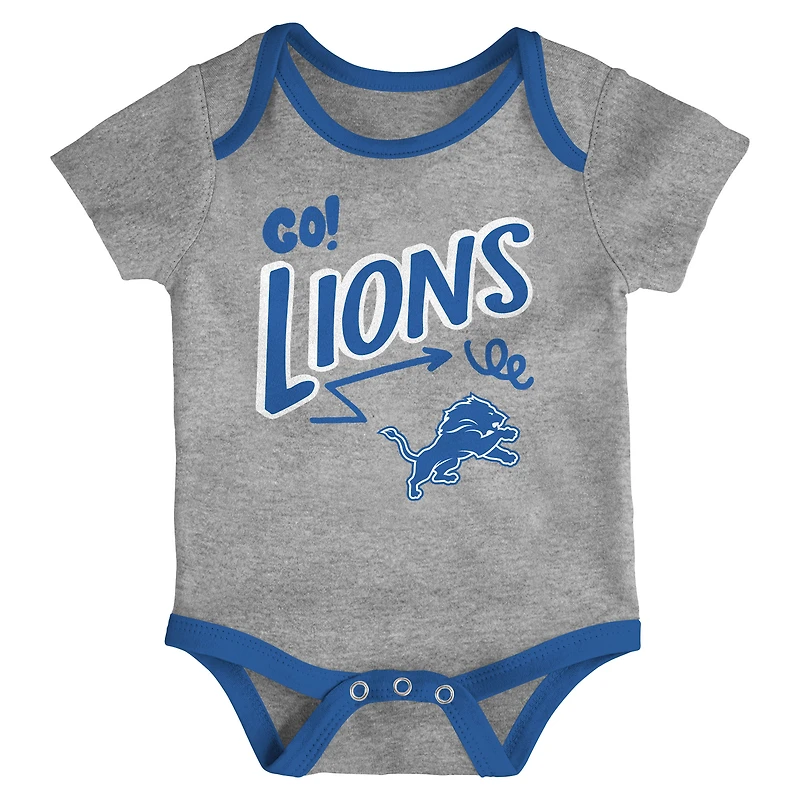 Newborn Outerstuff Detroit Lions All Day Play Three-Piece Bodysuit Set