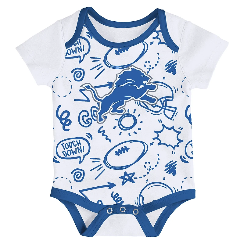Newborn Outerstuff Detroit Lions All Day Play Three-Piece Bodysuit Set