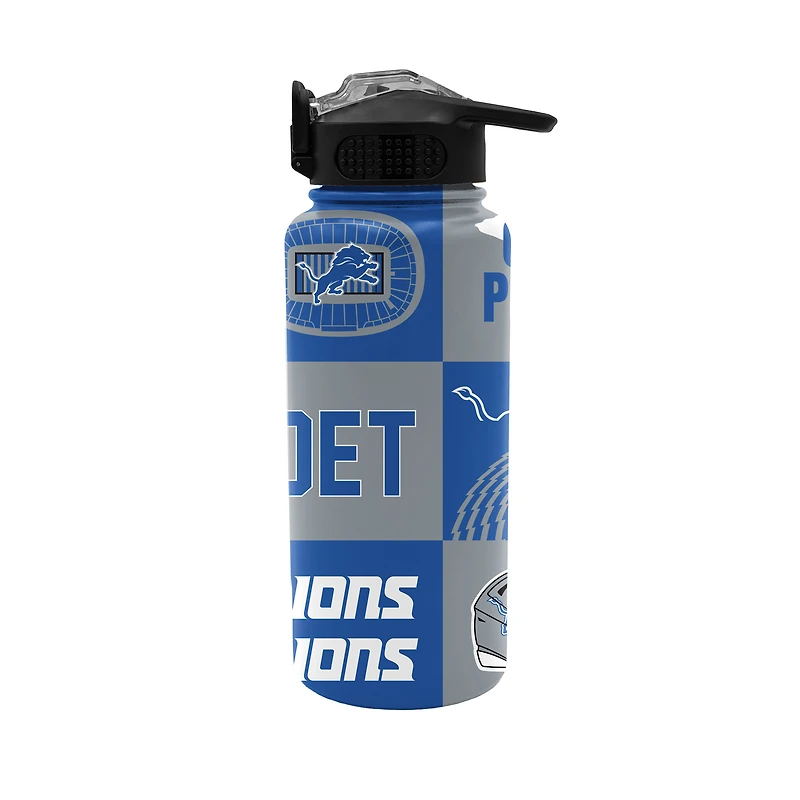 Gourde Pegasus Detroit Lions 32 oz avec slogan local et bouchon à pression