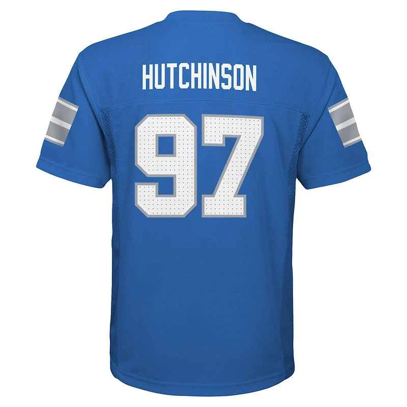 Maillot de joueur réplique bleu des Lions Détroit d'Aidan Hutchinson pour préscolaire