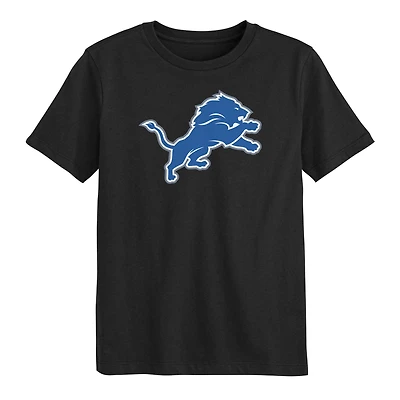 T-shirt noir avec logo principal des Detroit Lions pour enfants d'âge préscolaire