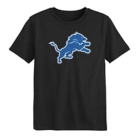 T-shirt noir avec logo principal des Detroit Lions pour enfants d'âge préscolaire
