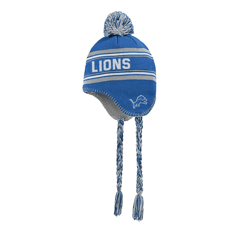 Preschool Blue Detroit Lions Jacquard Tassel Knit Hat with Pom