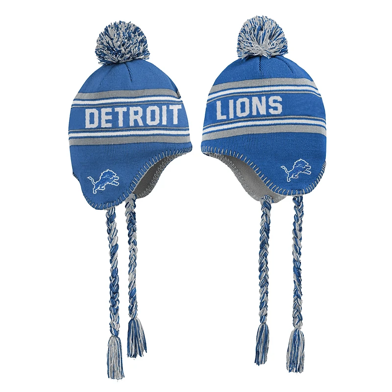 Bonnet en tricot à pompon en jacquard bleu Detroit Lions pour enfants d'âge préscolaire