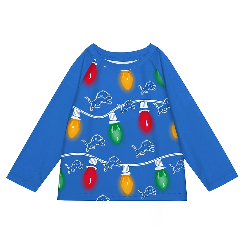 Preschool Detroit Lions Two-Piece Garland Holiday Long Sleeve Pajama Set