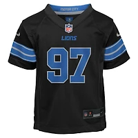 Maillot de jeu Nike noir Aidan Hutchinson pour joueur remplaçant des Lions Détroit