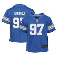 Maillot de jeu bleu Nike Aidan Hutchinson pour joueur des Lions Détroit enfants d'âge préscolaire