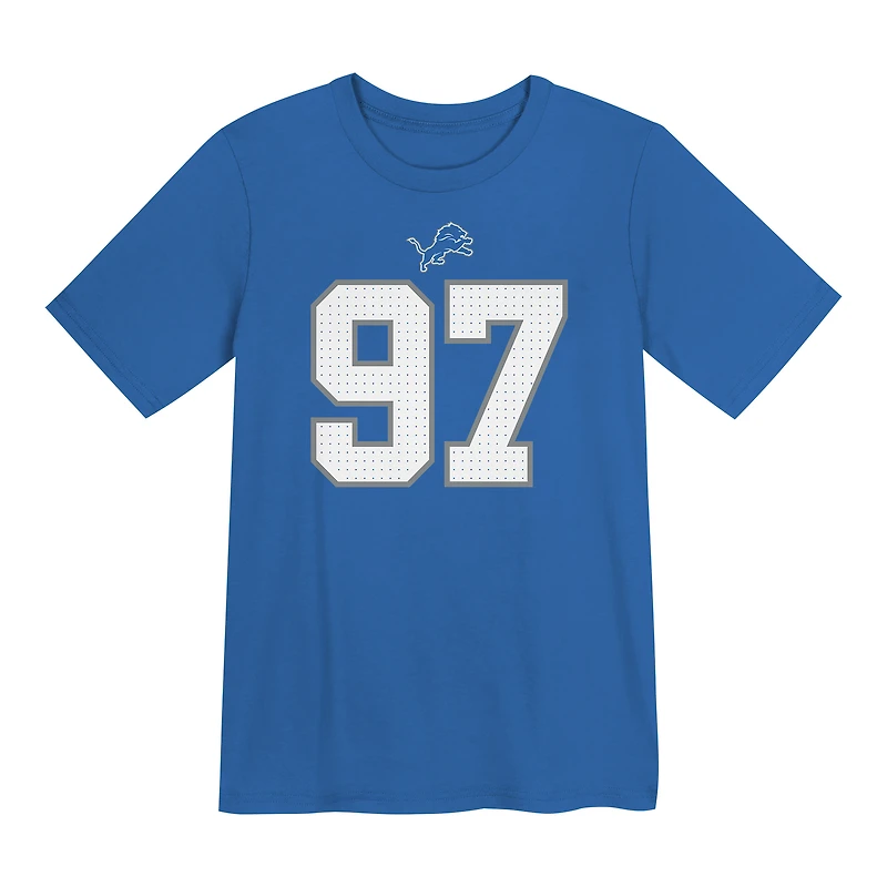 T-shirt Nike bleu avec nom et numéro de joueur des Lions Detroit pour enfant d'âge préscolaire Aidan Hutchinson
