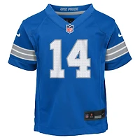 Maillot de jeu joueur des Lions Detroit Nike Amon-Ra St. Brown Blue pour enfants d'âge préscolaire