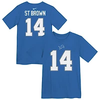 T-shirt Nike Amon-Ra St. Brown Blue pour enfant d'âge préscolaire avec nom et numéro du joueur des Lions de Detroit
