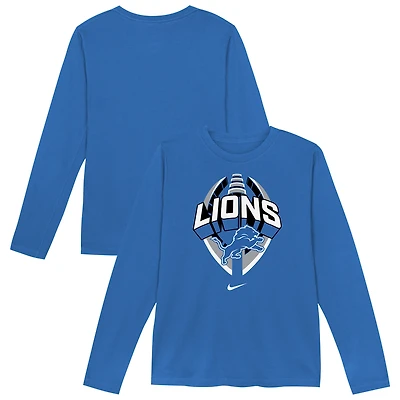 Preschool Nike  Blue Detroit Lions Primetime Legend Icon Long Sleeve Performance T-Shirt
