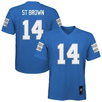 Maillot de joueur réplique bleu des Lions Détroit d'Amon-Ra St. Brown pour enfants d'âge préscolaire