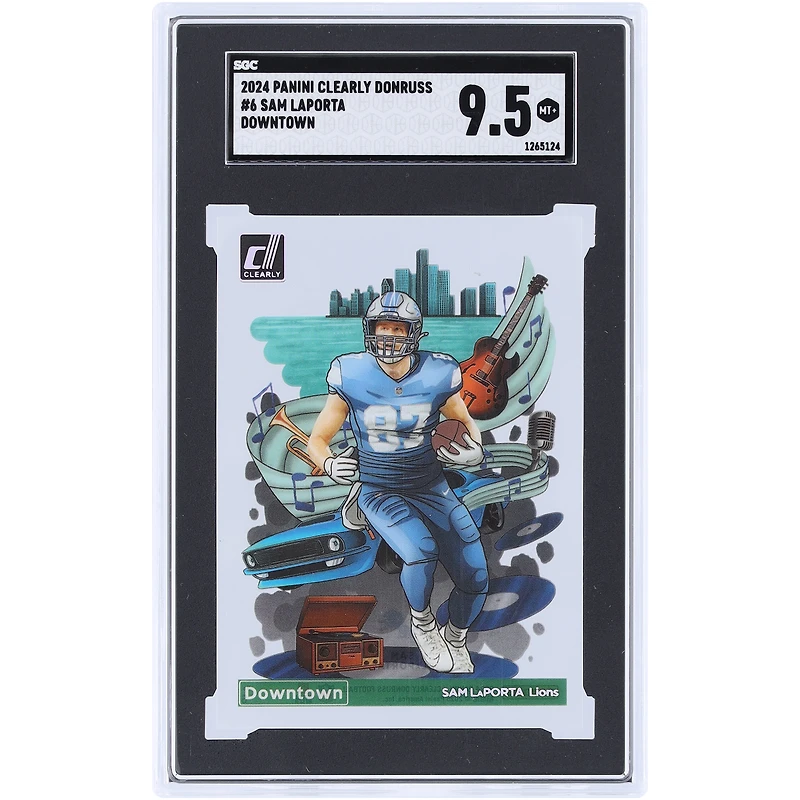 Sam LaPorta Detroit Lions 2024 Panini Clearly Donruss Downtown Case Hit #6 SGC Authenticated 9.5 Card