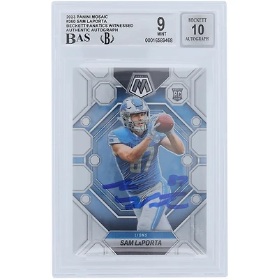 Sam LaPorta Detroit Lions Autographed 2023 Panini Mosaic #360 Beckett Fanatics Witnessed Authenticated /10 Rookie Card