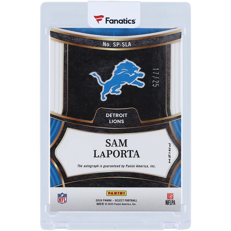 Sam LaPorta Detroit Lions Autographed 2024 Panini Select Tie Dye Signatures Prizm #SP-SLA #17/25 Card
