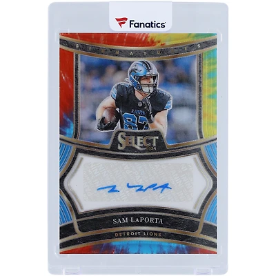 Carte autographiée de Sam LaPorta (Detroit Lions) 2024 Panini Select Tie Dye Signatures Prizm #SP-SLA #17/25
