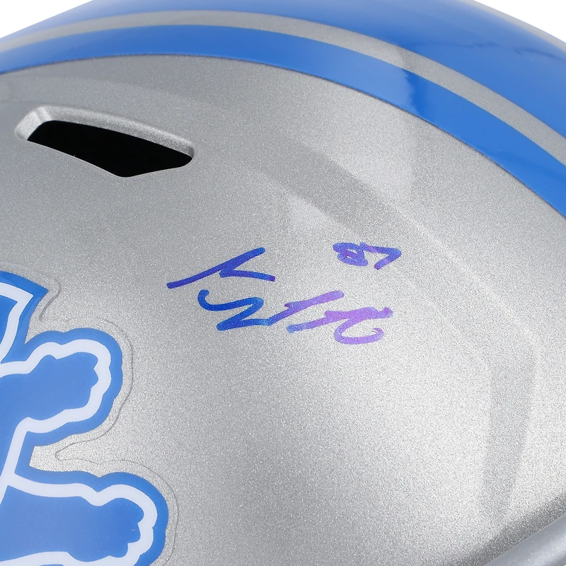 Casque réplique autographié par Sam LaPorta des Detroit Lions 2024 Speed - Signature bleue